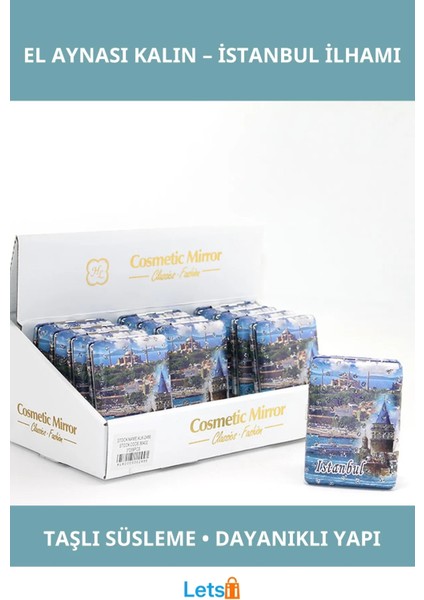 Taşlı Istanbul Tasarımı El Aynası Kalın Modern Dikdörtgen