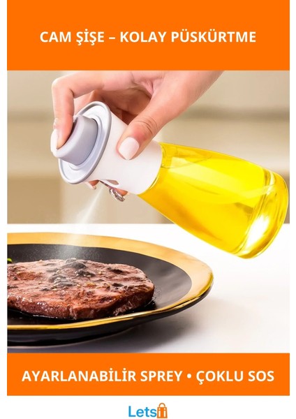 Spreyli Cam Yağ Sirke Şişesi 220 ml