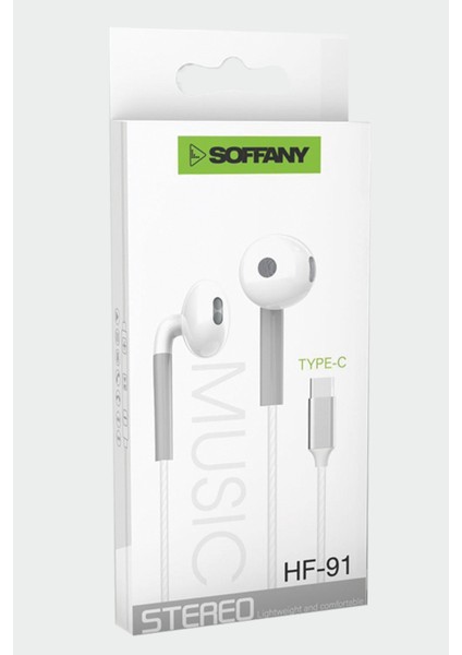 HF91-001 Type-C Girişli Kablolu Kulaklık Beyaz fiyatları