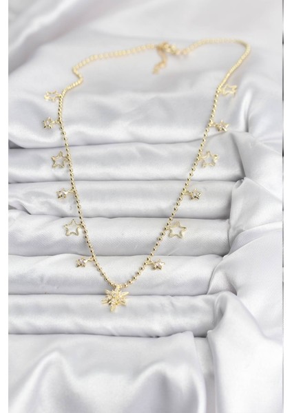 Erb Pirinç Gold Renk Zirkon Taşlı Kutup Yıldızı Model Kadın Kolye fiyatları