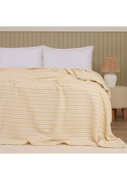 Soft Solea Tek Kişilik Pike - Ekru / Hardal - 180X240 cm