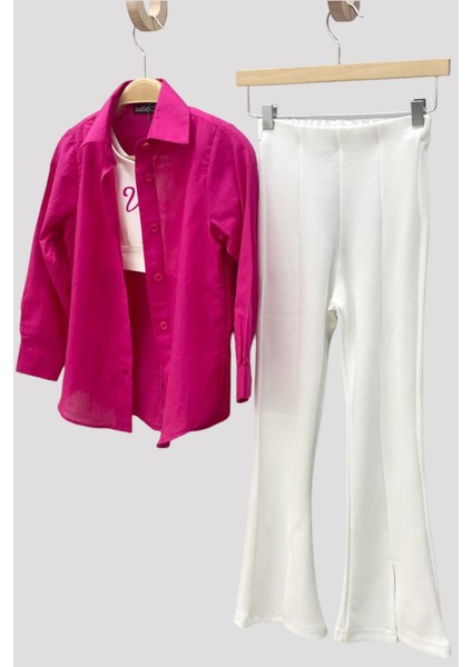 Mojo Kız Çocuk 1-14 Yaş İspanyol Paça Yırtmaçlı Tayt 3490 Beyaz