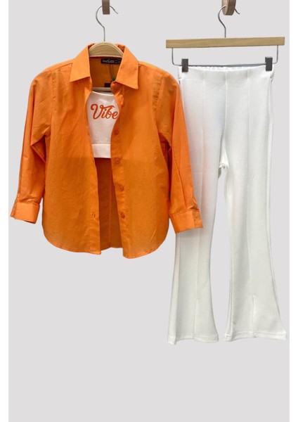 Mojo Kız Çocuk 1-14 Yaş İspanyol Paça Yırtmaçlı Tayt 3490 Beyaz