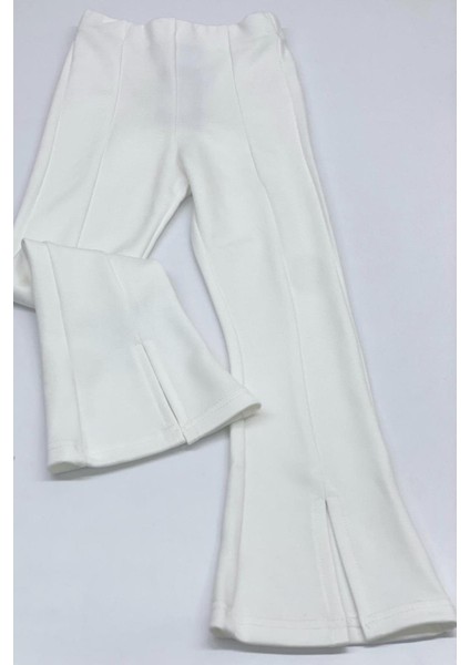 Mojo Kız Çocuk 1-14 Yaş İspanyol Paça Yırtmaçlı Tayt 3490 Beyaz