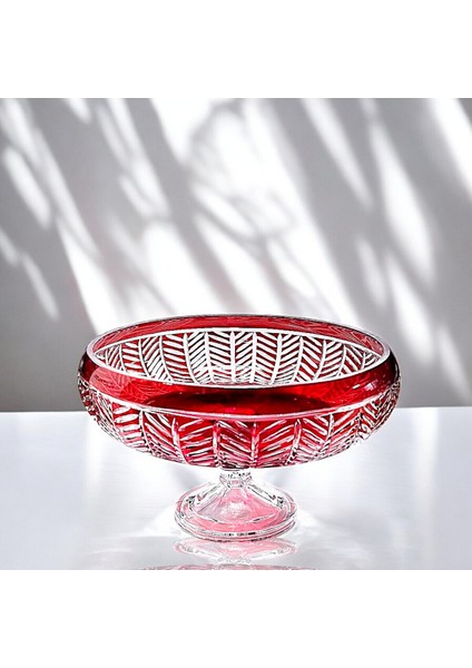 28CM Kesme Kristal Paris Dekor Kırmızı Ayaklı Kase Milas Desen fiyatları