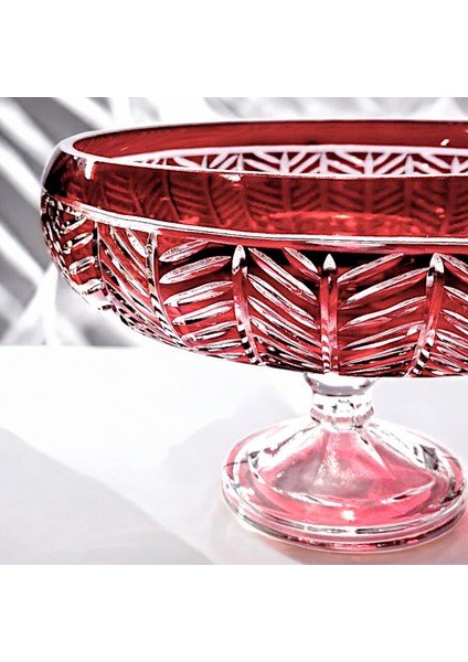 28CM Kesme Kristal Paris Dekor Kırmızı Ayaklı Kase Milas Desen modelleri