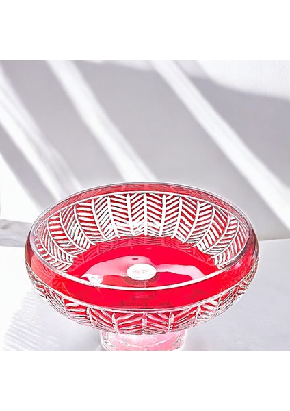 28CM Kesme Kristal Paris Dekor Kırmızı Ayaklı Kase Milas Desen fırsatları