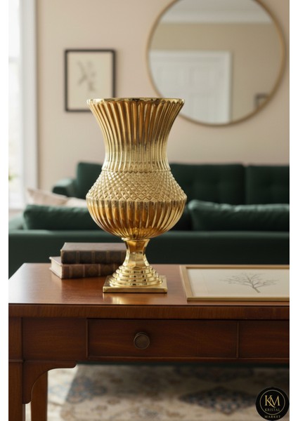 El Yapımı Kristal Saray Titanyum Kaplama Dekoratif Vazo