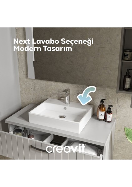 D10 Next Lavabo Dolabı Iki Çekmeceli 65 cm Gri Gövde Antrasit Kapak indirimleri