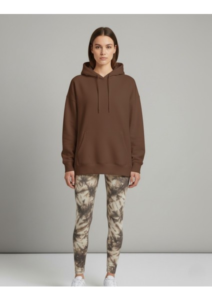Kadın Bol Kesim Sırttan Baskılı Oversize Hoody Sweatshirt - Modal Kışlık Kapüşonlu modelleri
