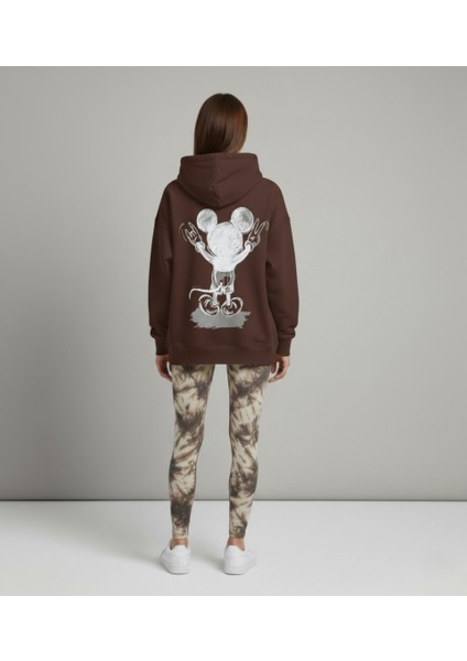 Kadın Bol Kesim Sırttan Baskılı Oversize Hoody Sweatshirt - Modal Kışlık Kapüşonlu fırsatları