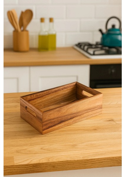 Akasya Lüx Kulplu Ekmeklik/sandık Yağdanlık Kutusu