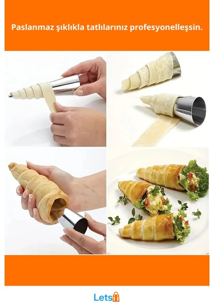 Paslanmaz Çelik 6'lı Korne Kalıbı Profesyonel Pastacılık Için fiyatları