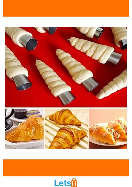 Paslanmaz Çelik 6'lı Korne Kalıbı Profesyonel Pastacılık Için fırsatları