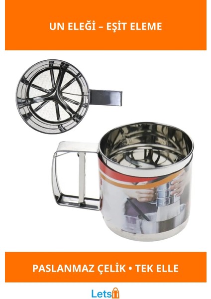 Paslanmaz Çelik Ergonomik Tek Elle Kullanım Un Eleği