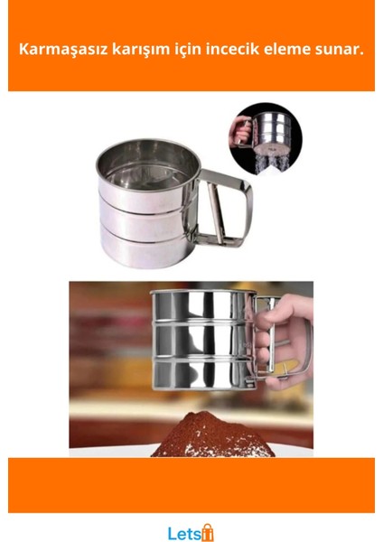 Paslanmaz Çelik Ergonomik Tek Elle Kullanım Un Eleği fiyatları