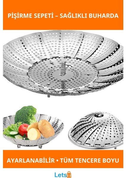 Paslanmaz Çelik Sağlıklı Buharda Pişirme Sepeti 21CM