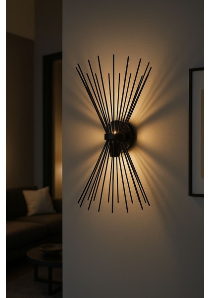 Kirpi Aplik | Siyah | 30x45cm | E14 Duy