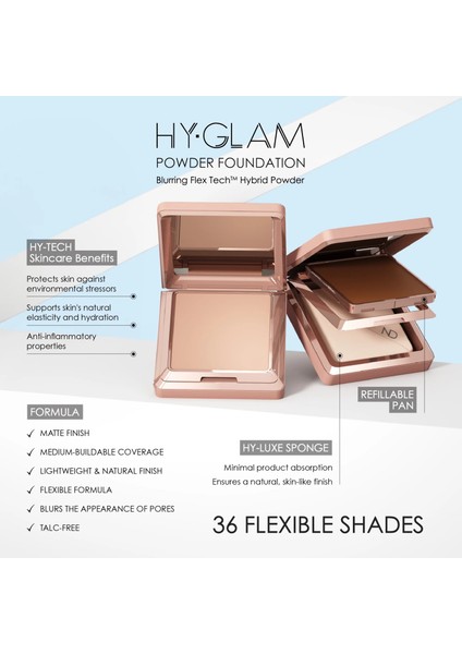 Hy-Glam Powder Foundation Refill - Pudra Fondöten, Yedek N1 - Refil (12,5 G)