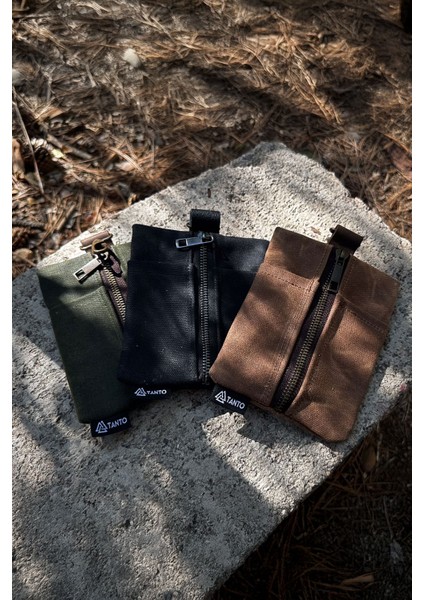 Mumlu Kanvas Edc Bel Çantası – Su Itici Kompakt Erkek Cep Organizatörü