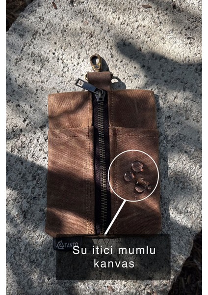 Mumlu Kanvas Edc Bel Çantası – Su Itici Kompakt Erkek Cep Organizatörü