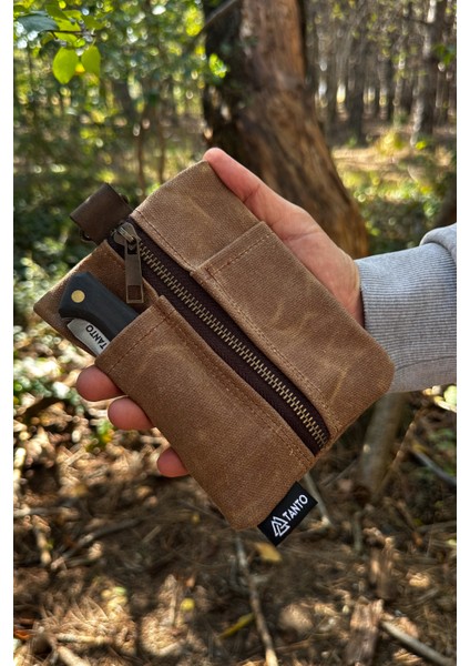Mumlu Kanvas Edc Bel Çantası – Su Itici Kompakt Erkek Cep Organizatörü