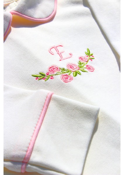 Çiçekli Isme Özel 6 Parça Yenidoğan Set %100 Pamuk Tulum Battaniye Şapka Yastık Puset Örtü Eldiven fırsatları