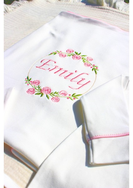 Çiçekli Isme Özel 6 Parça Yenidoğan Set %100 Pamuk Tulum Battaniye Şapka Yastık Puset Örtü Eldiven indirimleri