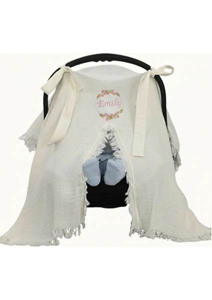 Çiçekli Isme Özel 6 Parça Yenidoğan Set %100 Pamuk Tulum Battaniye Şapka Yastık Puset Örtü Eldiven