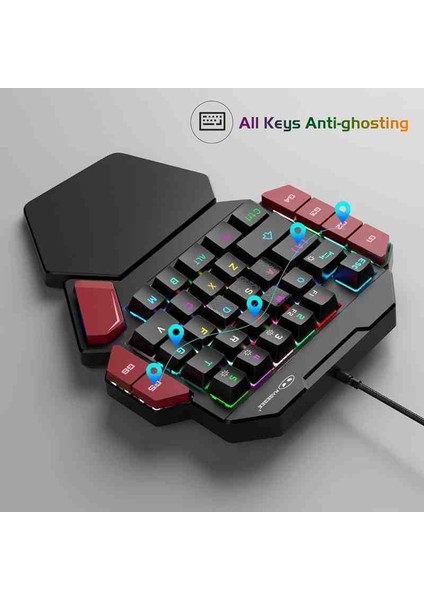 Tek El Mekanik Oyuncu Klavyesi – Rgb Işıklı, Macro G1-G6 Tuşlu, Pubg / Codm / Fortnite / Pc & Mobil Uyumlu Gaming Keypad fiyatları