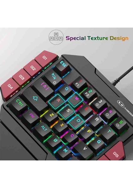 Tek El Mekanik Oyuncu Klavyesi – Rgb Işıklı, Macro G1-G6 Tuşlu, Pubg / Codm / Fortnite / Pc & Mobil Uyumlu Gaming Keypad indirimleri