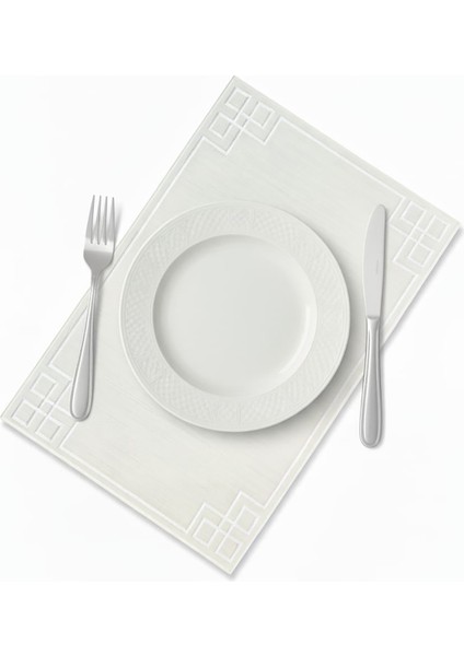 6 Adet Dikdörtgen Nakışlı Keten Amerikan Servis - Keten Supla modelleri