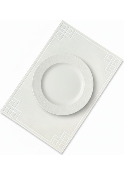 6 Adet Dikdörtgen Nakışlı Keten Amerikan Servis - Keten Supla indirimleri