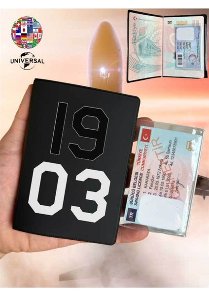 1903 Desenli Deri Pasaport Kılıfı Kabı Tüm Ülke Pasaportlarına Uygun