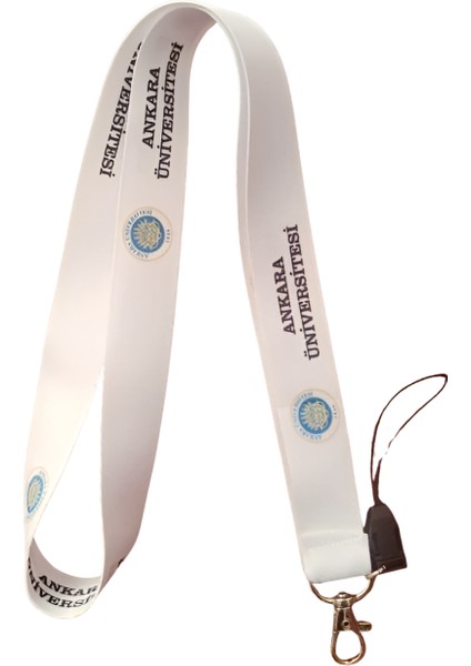 Beyaz Siyah Ankara Üniversitesi Boyun Askı Ipi ve Telefon Askısı + Kartlık