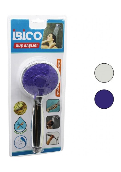 Küçük Yuvarlak - Bombeli=8cm Duş Başlık Kademeli Krom Gövde-Beyaz-Renkli Zemin Sap:11.5cm (5324)