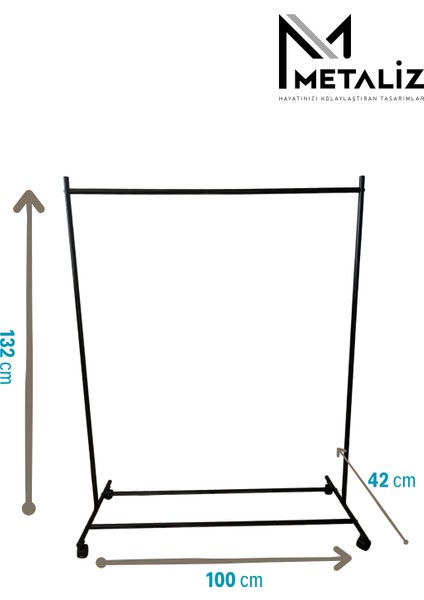 Siyah Pratik Tekerlekli Konfeksiyon Askısı - Kıyafet Standı ve Organizer indirimleri