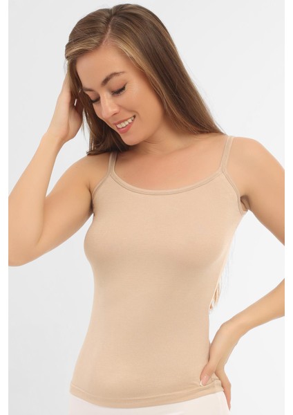 2 Adet Ten Kadın Bambu Atlet Kalın İp Askı Yumuşak Esnek