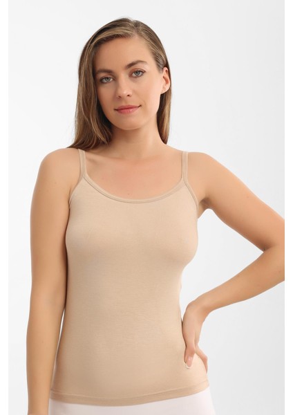 2 Adet Ten Kadın Bambu Atlet Kalın İp Askı Yumuşak Esnek