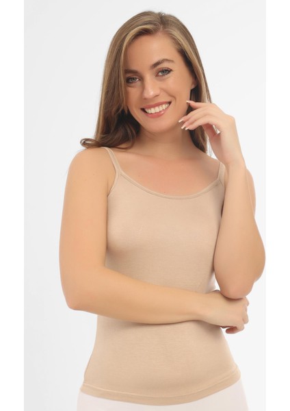 2 Adet Ten Kadın Bambu Atlet Kalın İp Askı Yumuşak Esnek