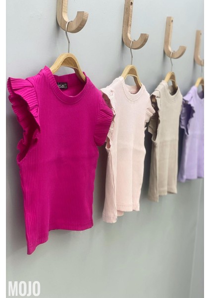 Kız Çocuk Fırfırlı Kaşkorse Kol Detaylı Bluz 3292 Pudra indirimleri