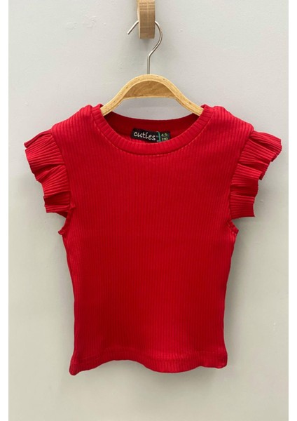 Kız Çocuk Fırfırlı Kaşkorse Kol Detaylı Bluz 3292 Kırmızı fırsatları
