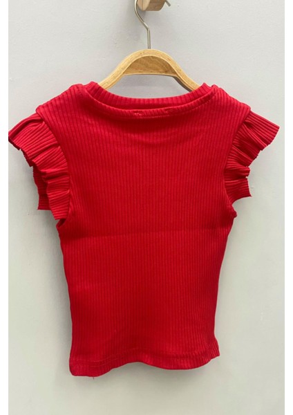 Kız Çocuk Fırfırlı Kaşkorse Kol Detaylı Bluz 3292 Kırmızı indirimleri