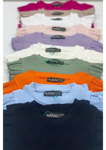 Kız Çocuk Fırfırlı Kaşkorse Kol Detaylı Bluz 3292 Kırmızı