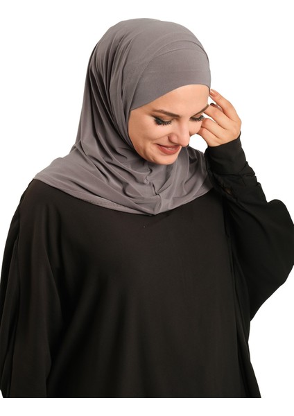 Vizon Pratik Hazır Geçmeli Boru Boneli Ikili Tesettür Eşarp Sandy Düz 2501_10 modelleri
