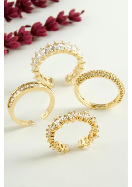 Karışık Lüks Baget Zirkon Taşlı Yüzük