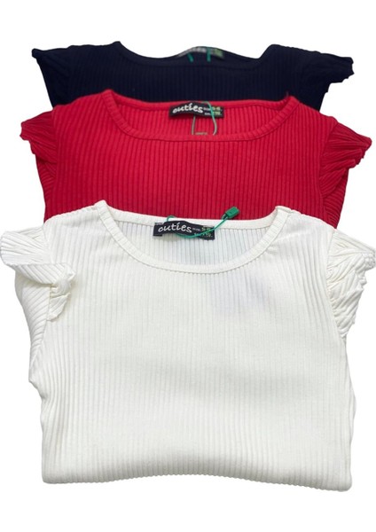 Mojo Kız Çocuk Kaşkorse Kolu Fırfırlı Bisiklet Yaka Body 3427 Krem