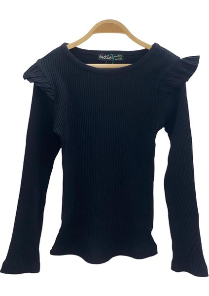 Mojo Kız Çocuk Kaşkorse Kolu Fırfırlı Bisiklet Yaka Body 3427 Siyah modelleri