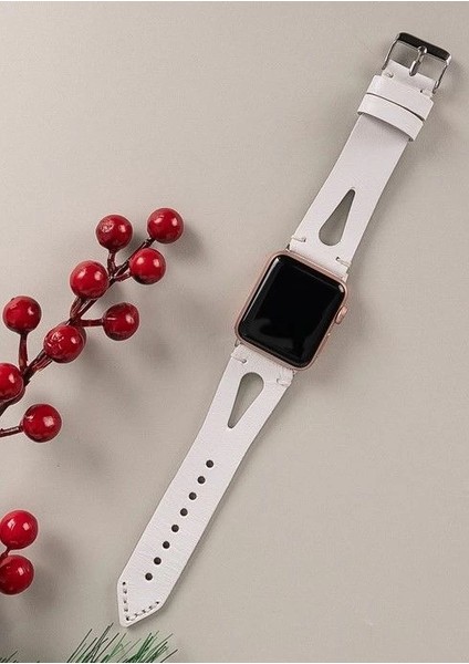 Apple Watch Uyumlu Deri Kordon Ba2 42-44-45MM F3 Beyaz modelleri