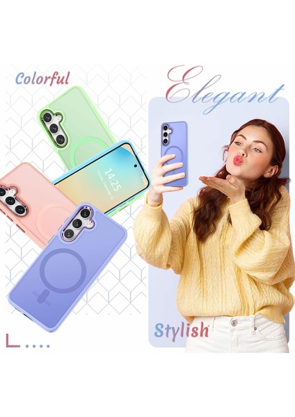 Samsung Galaxy A26 Uyumlu Ekran Koruyuculu Kılıf Magsafe Sarj Destekli Kamera Çıkıntılı Mat Kapak